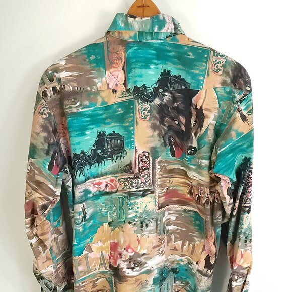 Vtg Brooks Dunn Western Shirt Men's 16 1/2x35 Multicolor Print Panhandle Slim - Picture 4 of 10